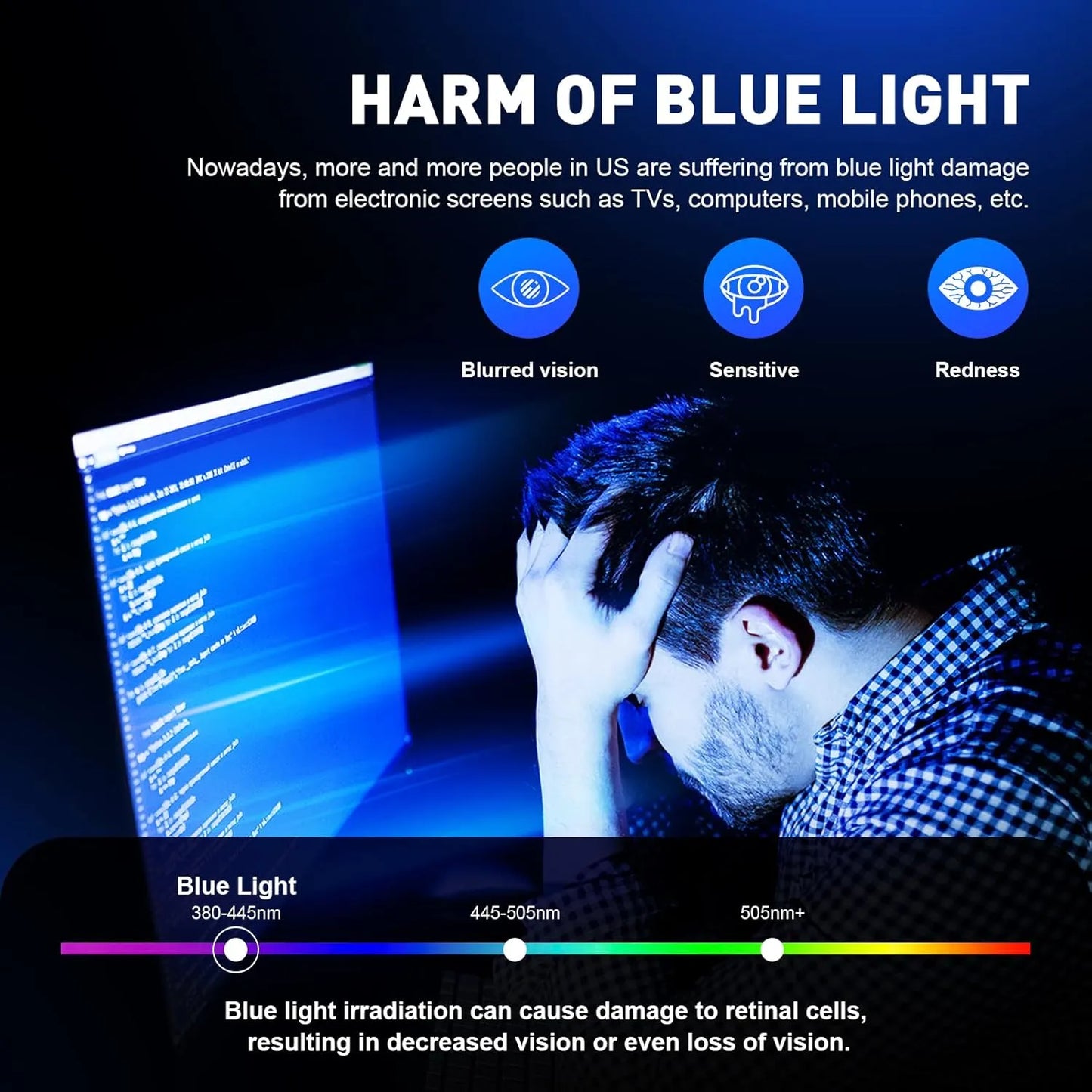 UV Clear Lens Anti Eyestrain Computer Glasses