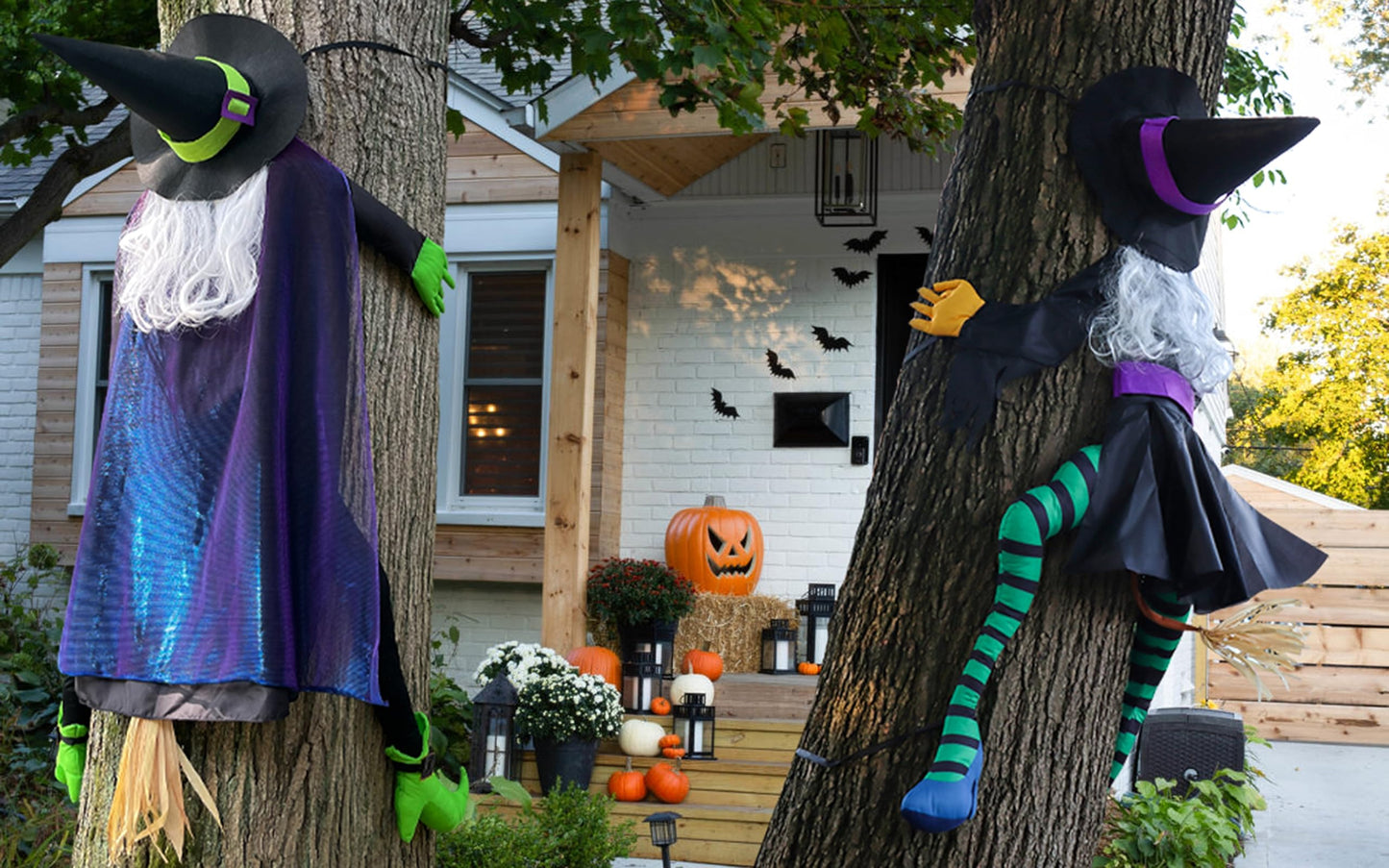 POPGIFTU 64" Large Crashing Witch into Tree Halloween Outdoor Decoration