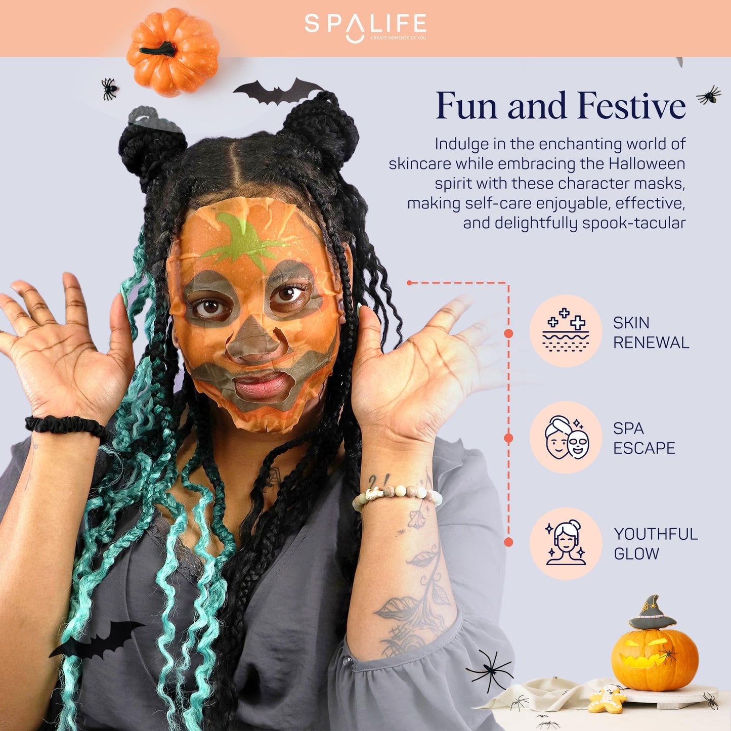 SpaLife Beauty Halloween Face Mask Spooky Glow Bundle | Korean Facial Masks