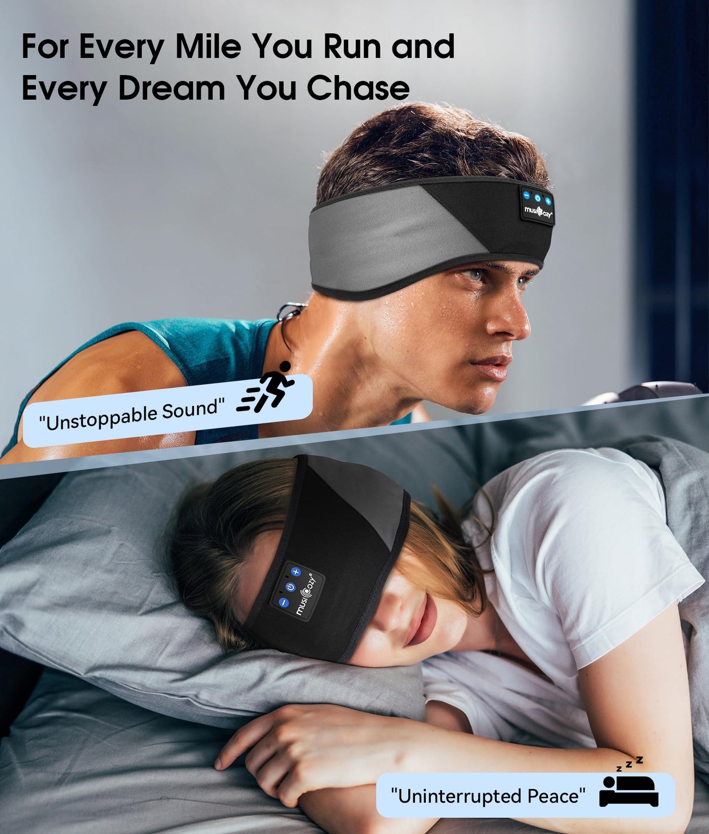 MUSICOZY Sleep Headphones Bluetooth 5.4 Headband, Wireless Earphones