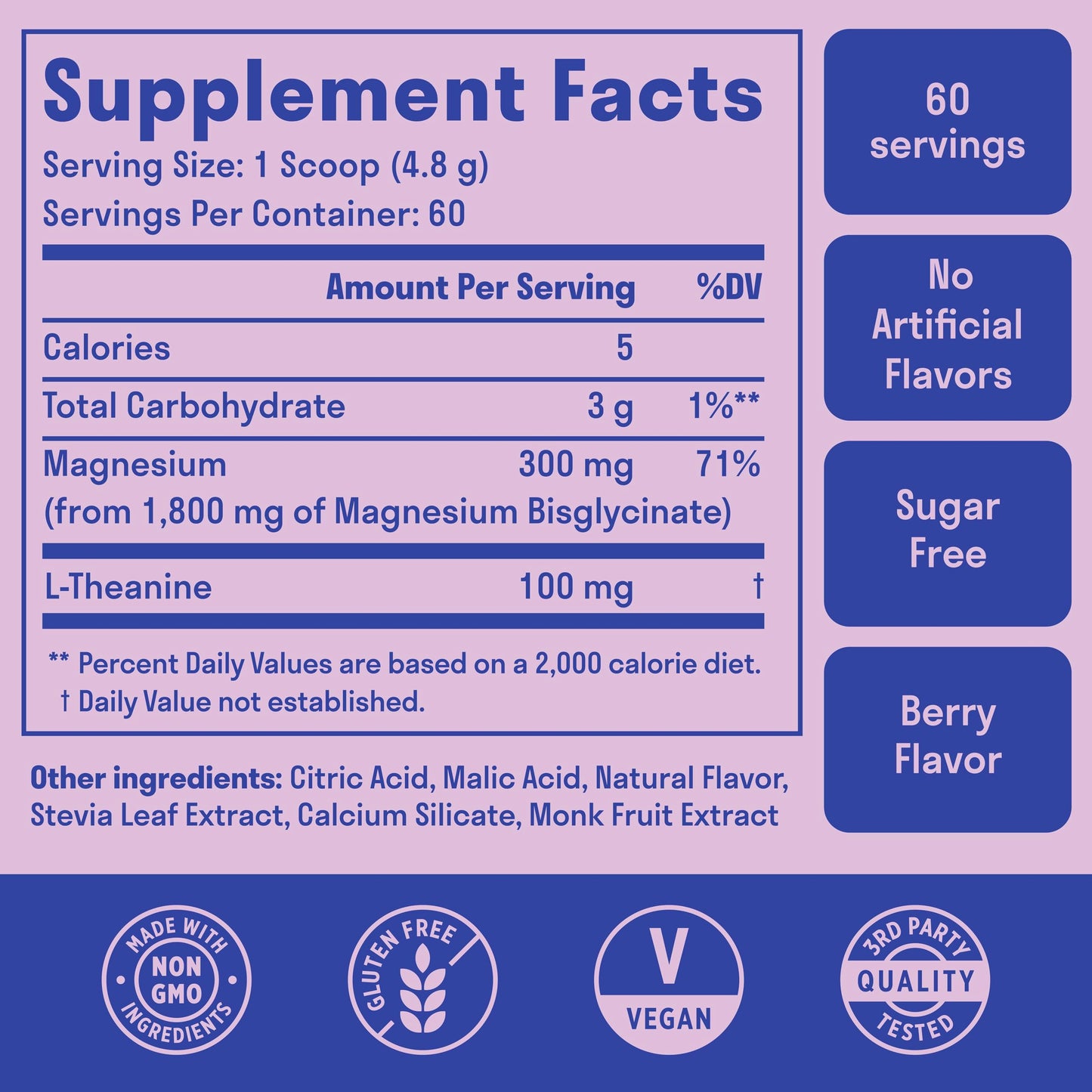 Magnesium Glycinate Powder + L-Theanine | 60 Servings