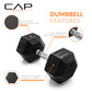 CAP Barbell 10 LB Coated Hex Dumbbell Weight Pair with Black Handle