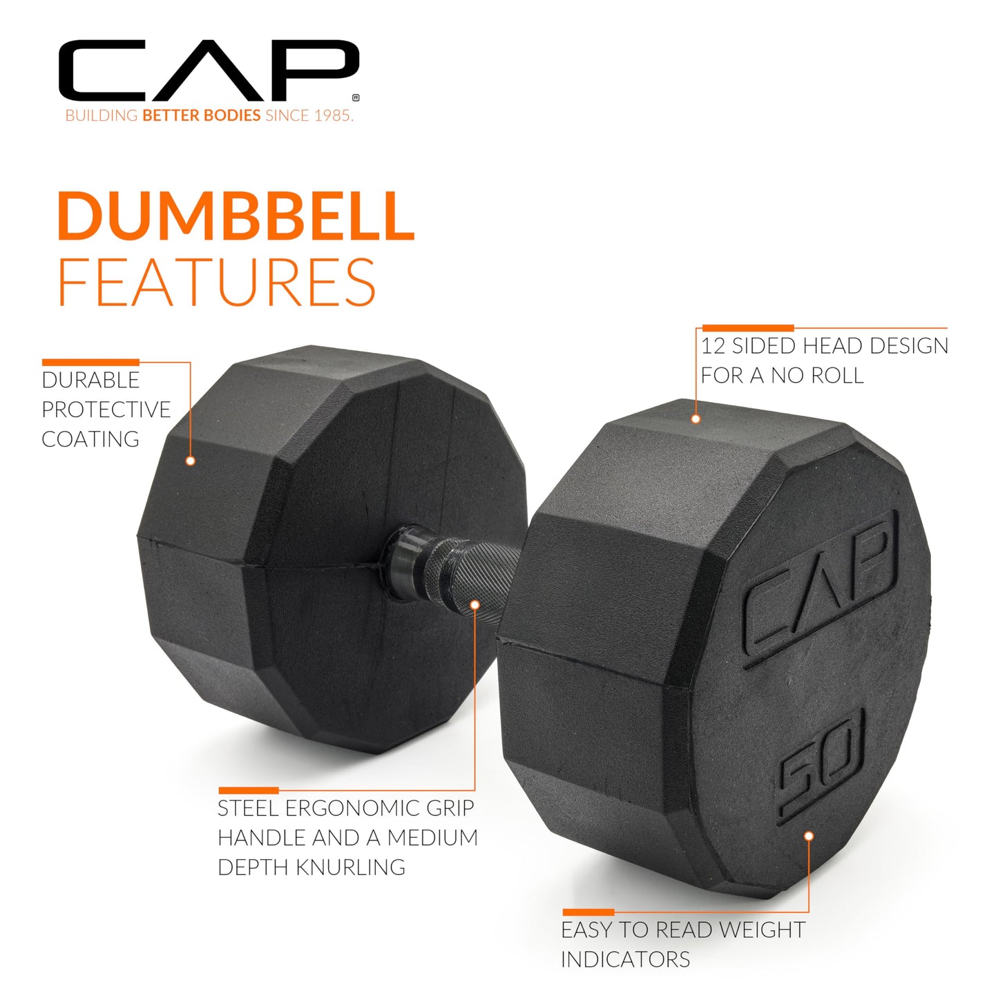 CAP Barbell 10 LB Coated Hex Dumbbell Weight Pair with Black Handle