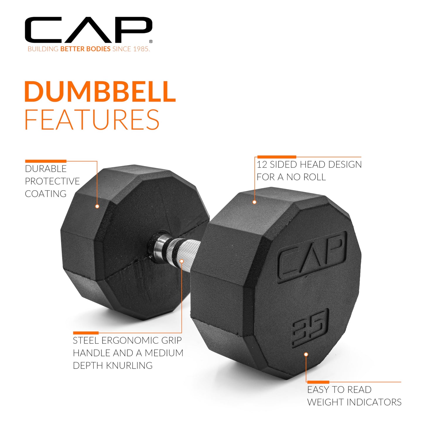 CAP Barbell 10 LB Coated Hex Dumbbell Weight Pair with Black Handle