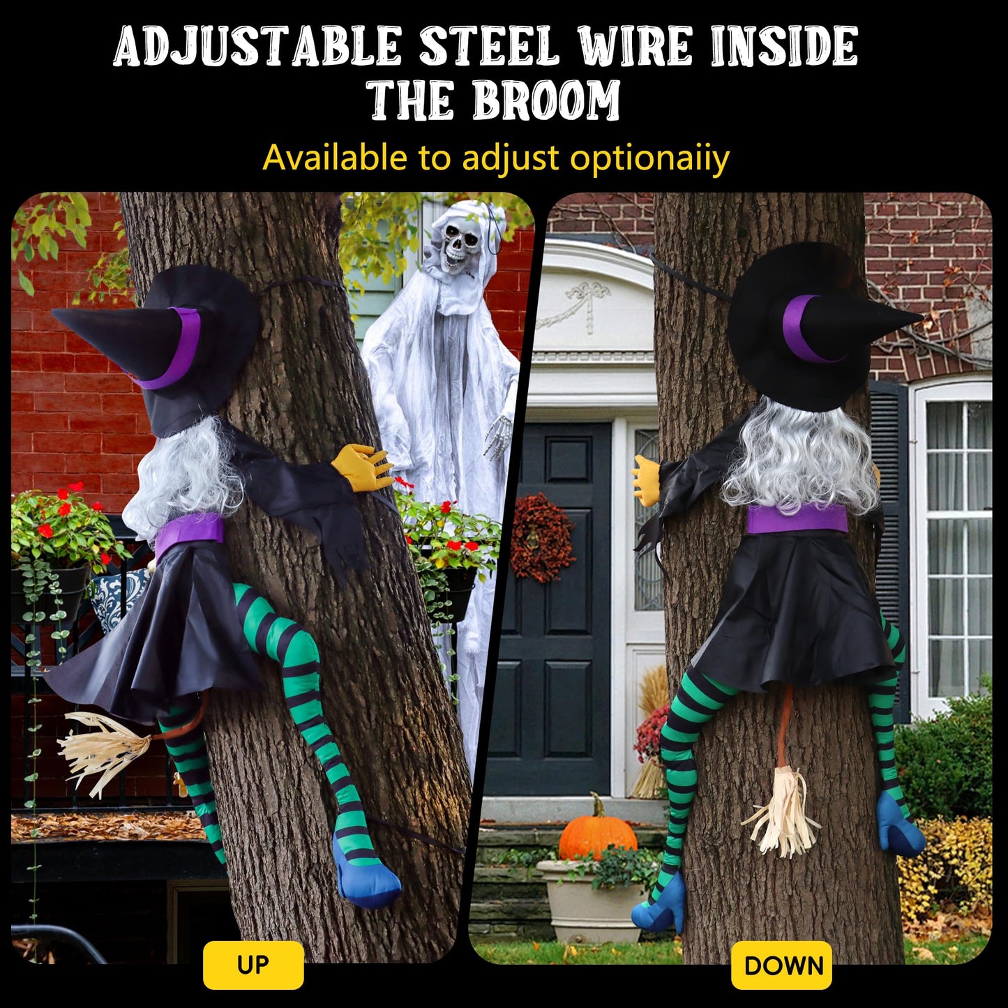 POPGIFTU 64" Large Crashing Witch into Tree Halloween Outdoor Decoration