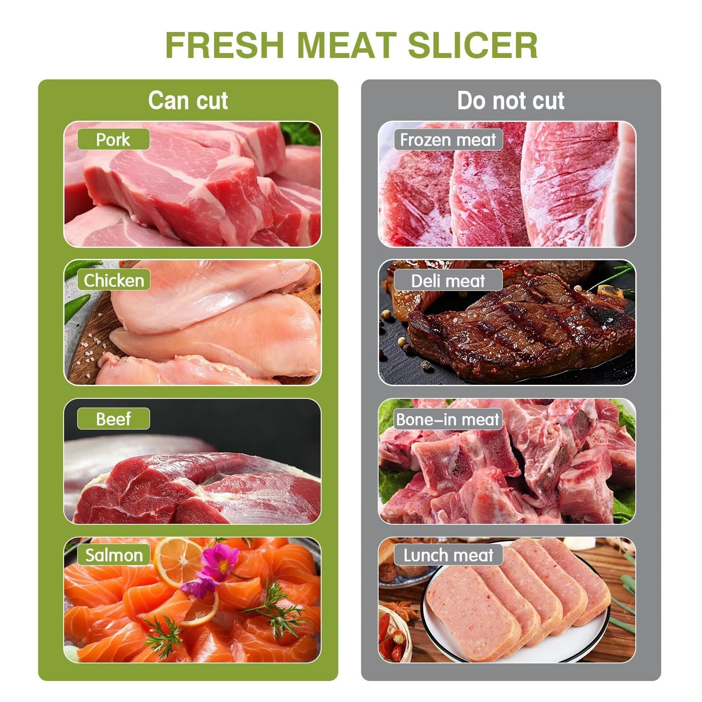 JUANWAN Fresh Meat Slicer - Thickness Adjustable 2 or 4 mm 17 IN 1