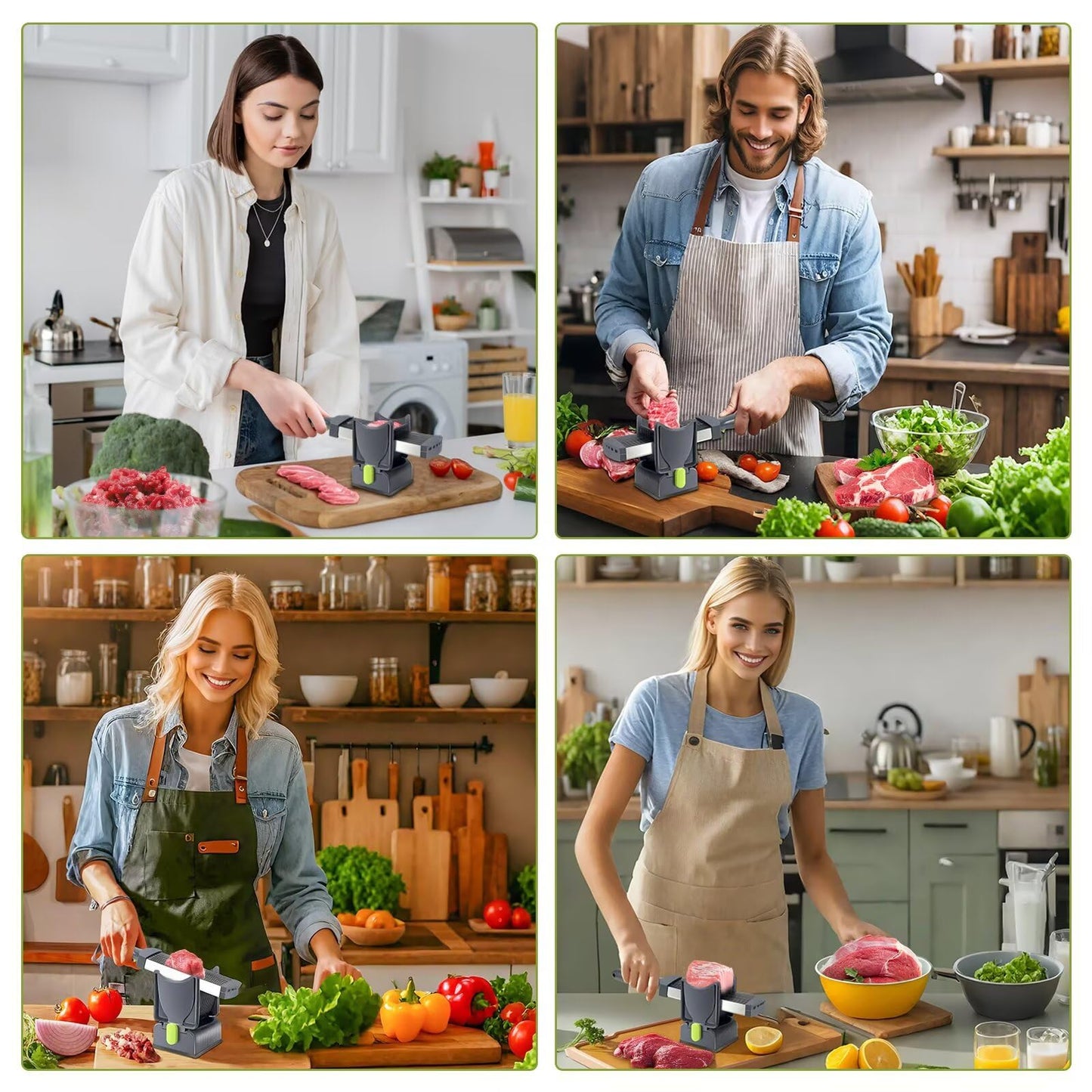 JUANWAN Fresh Meat Slicer - Thickness Adjustable 2 or 4 mm 17 IN 1