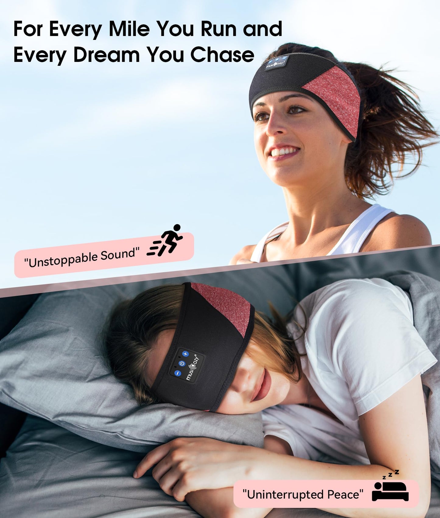 MUSICOZY Sleep Headphones Bluetooth 5.4 Headband, Wireless Earphones