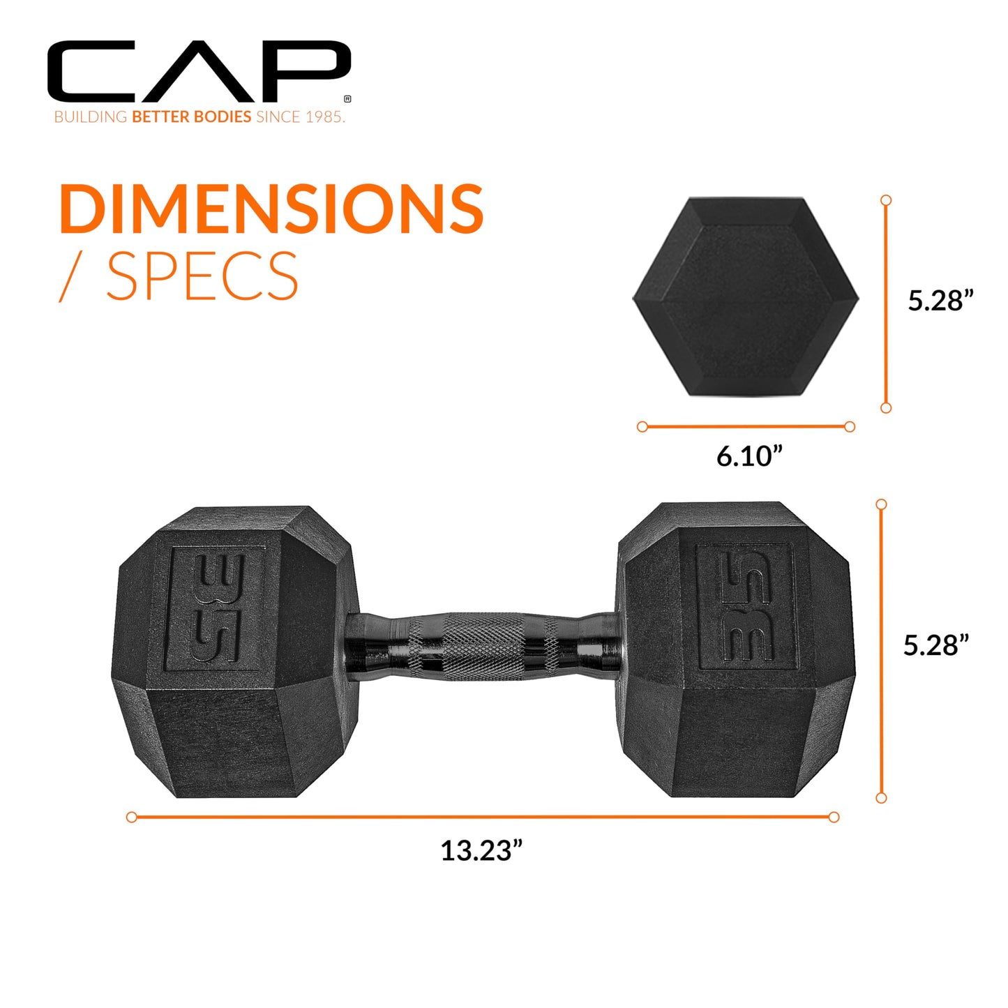 CAP Barbell 10 LB Coated Hex Dumbbell Weight Pair with Black Handle