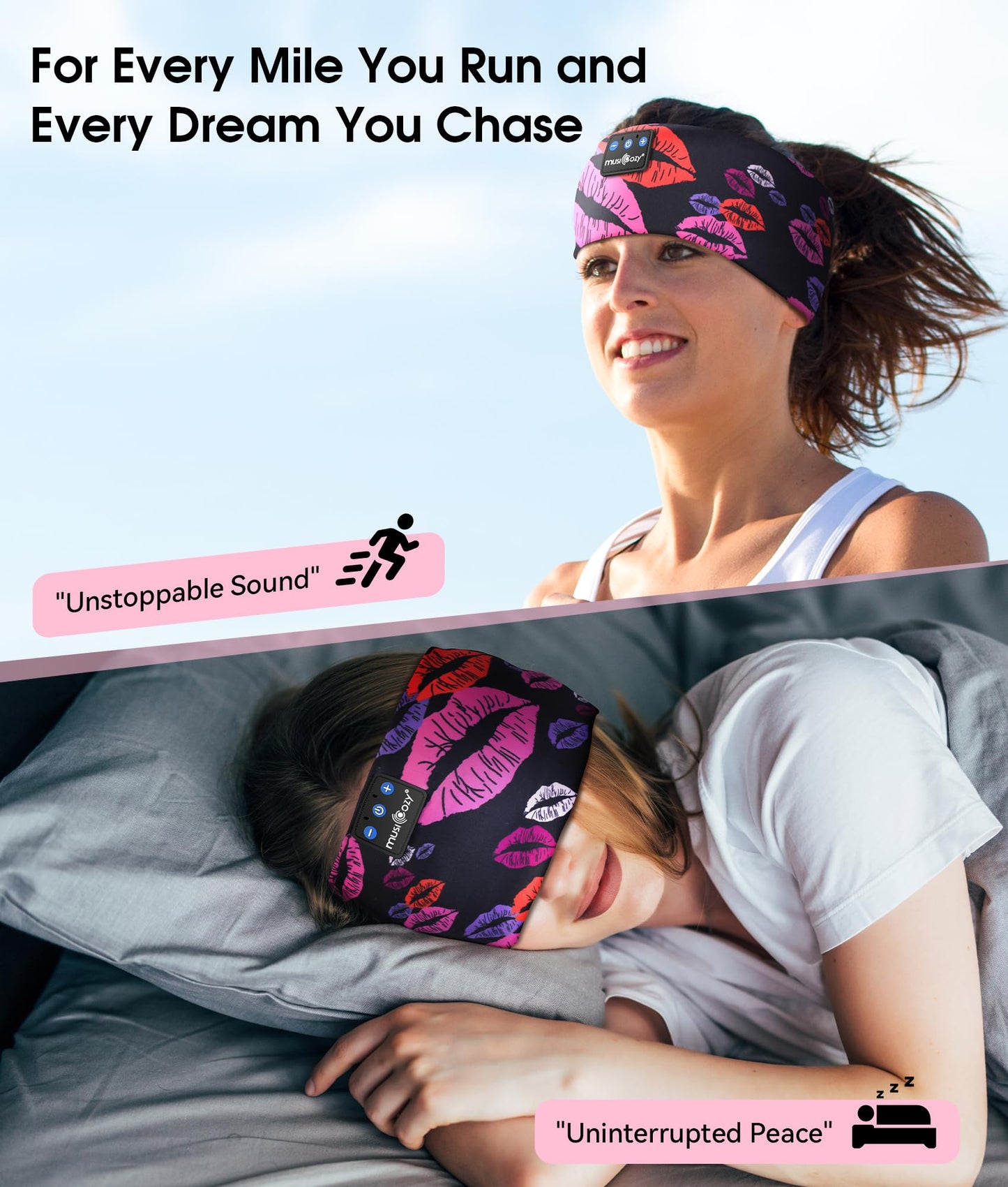 MUSICOZY Sleep Headphones Bluetooth 5.4 Headband, Wireless Earphones