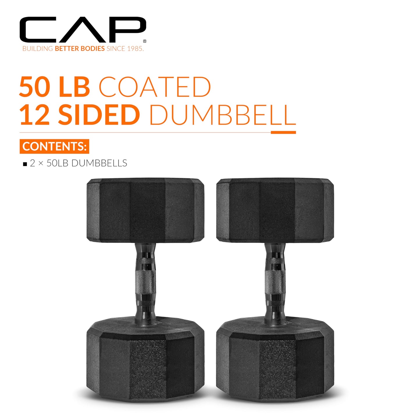 CAP Barbell 10 LB Coated Hex Dumbbell Weight Pair with Black Handle