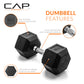 CAP Barbell 10 LB Coated Hex Dumbbell Weight Pair with Black Handle