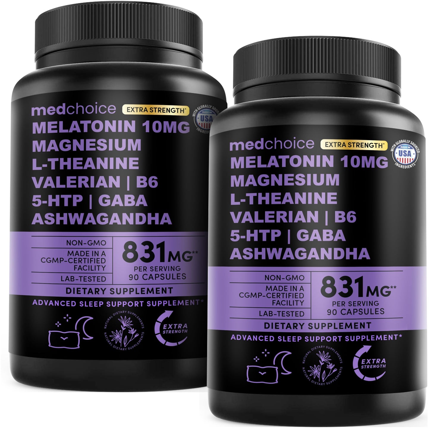 12-in-1 Melatonin Sleep Capsules - Natural Sleep Aids for Adults with Melatonin 5mg