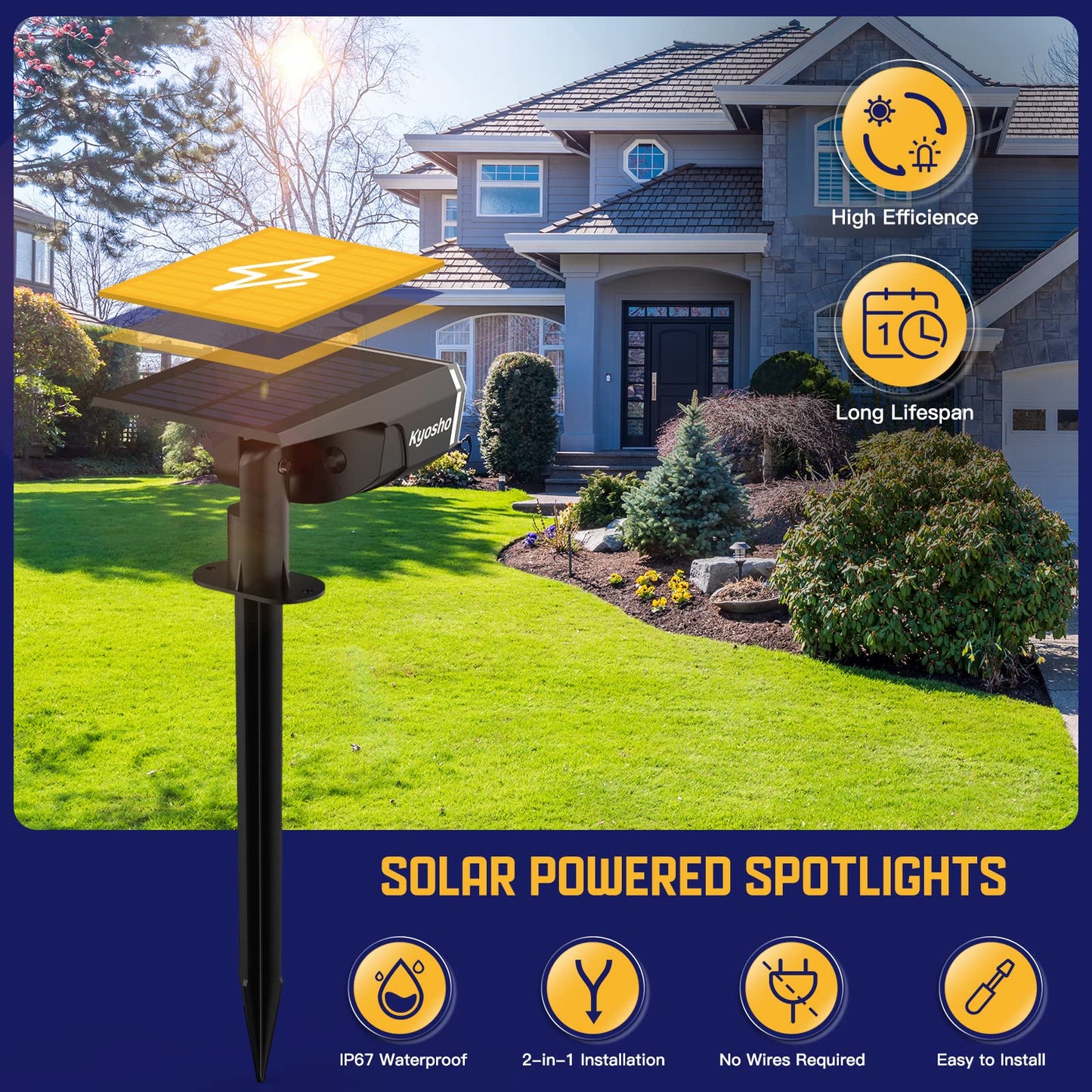 Kyosho Solar Color Spot Lights Outdoor, 9 Lighting Modes Halloween Christmas Lights