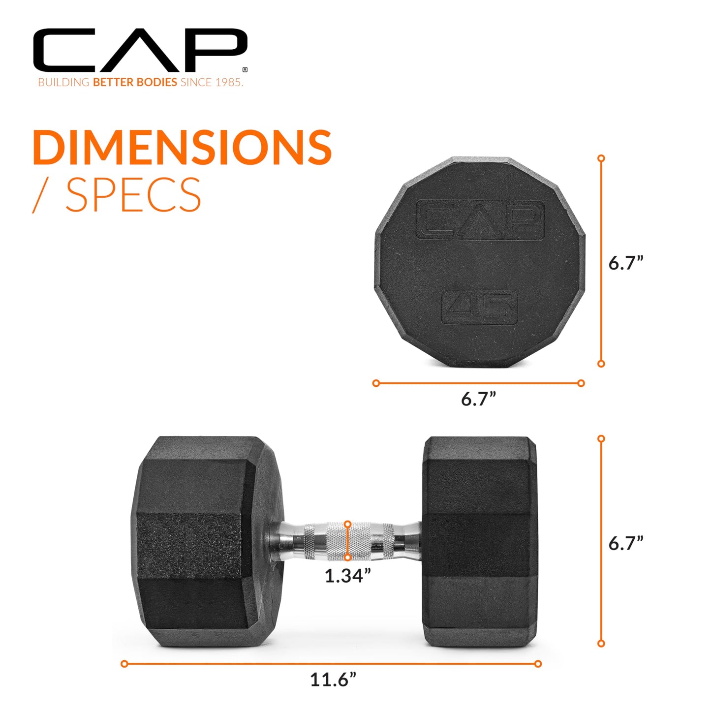 CAP Barbell 10 LB Coated Hex Dumbbell Weight Pair with Black Handle