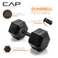 CAP Barbell 10 LB Coated Hex Dumbbell Weight Pair with Black Handle