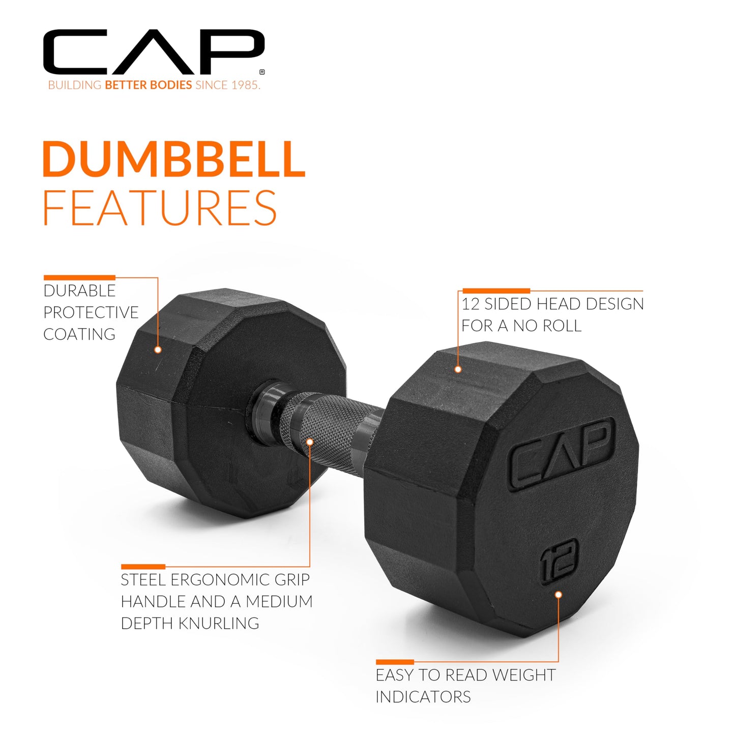 CAP Barbell 10 LB Coated Hex Dumbbell Weight Pair with Black Handle