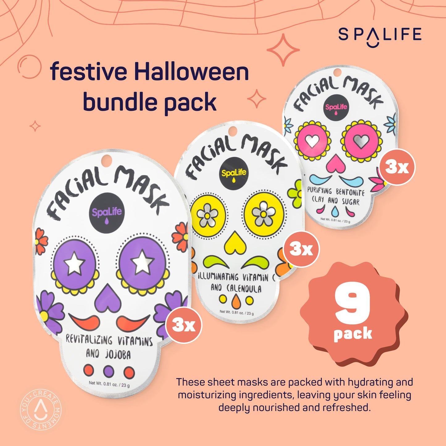 SpaLife Beauty Halloween Face Mask Spooky Glow Bundle | Korean Facial Masks