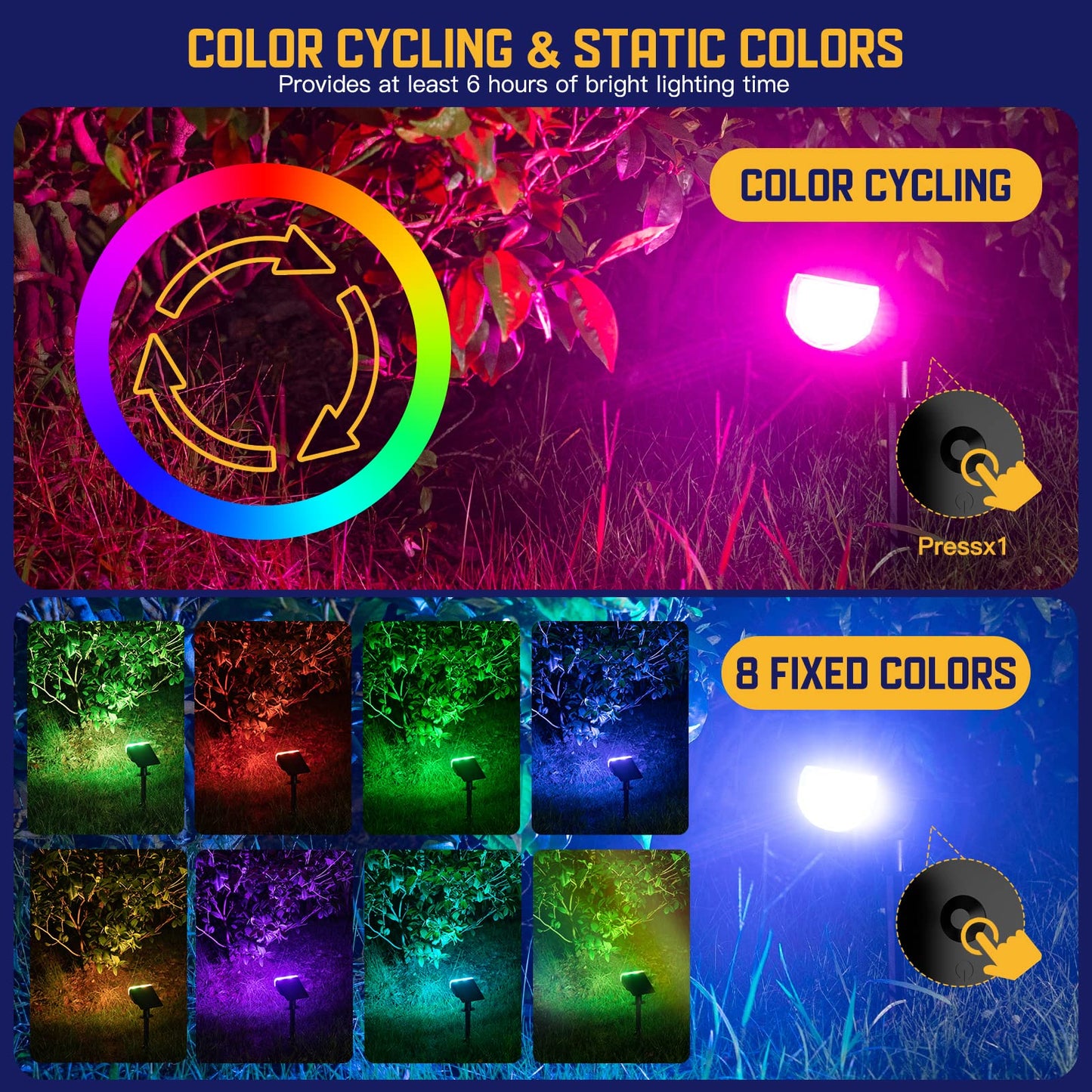 Kyosho Solar Color Spot Lights Outdoor, 9 Lighting Modes Halloween Christmas Lights
