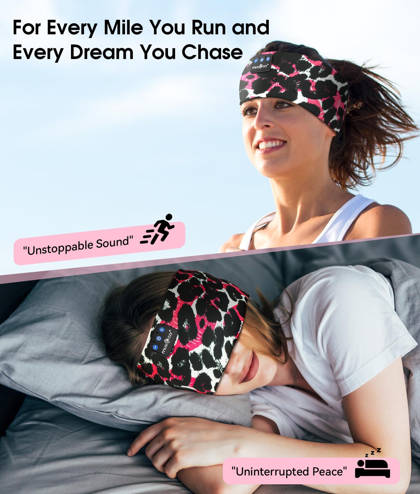 MUSICOZY Sleep Headphones Bluetooth 5.4 Headband, Wireless Earphones