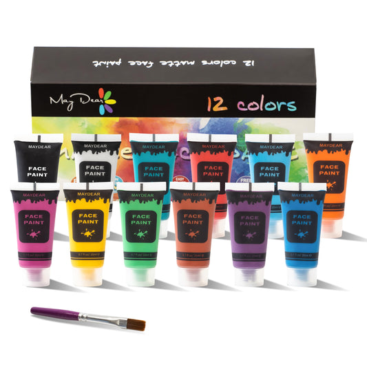 Maydear 12 Colors Face Body Paint Set, Safe Non-Toxic Liquid Paint for Adults and Children