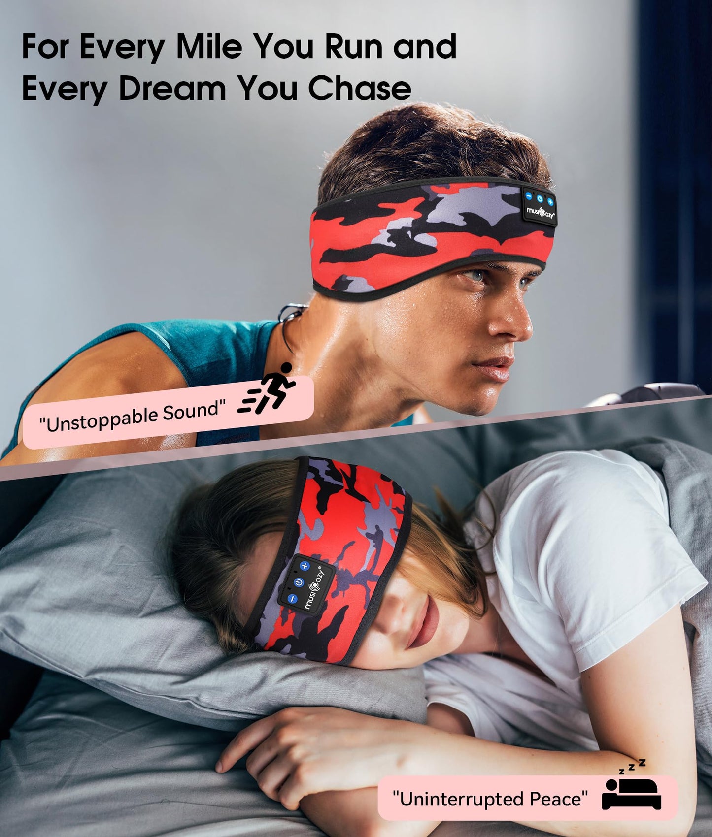 MUSICOZY Sleep Headphones Bluetooth 5.4 Headband, Wireless Earphones