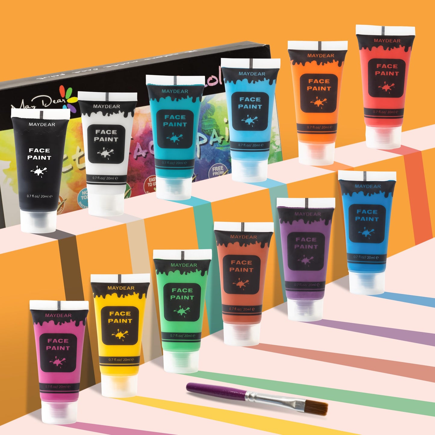 Maydear 12 Colors Face Body Paint Set, Safe Non-Toxic Liquid Paint for Adults and Children