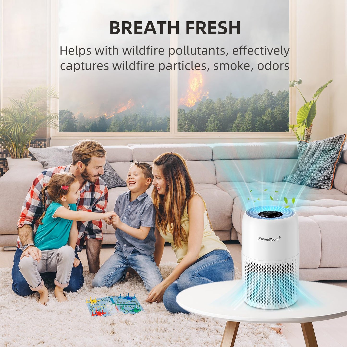 AromaRoom Air Purifiers for Bedroom with True HEPA13 Filters 3-in-1