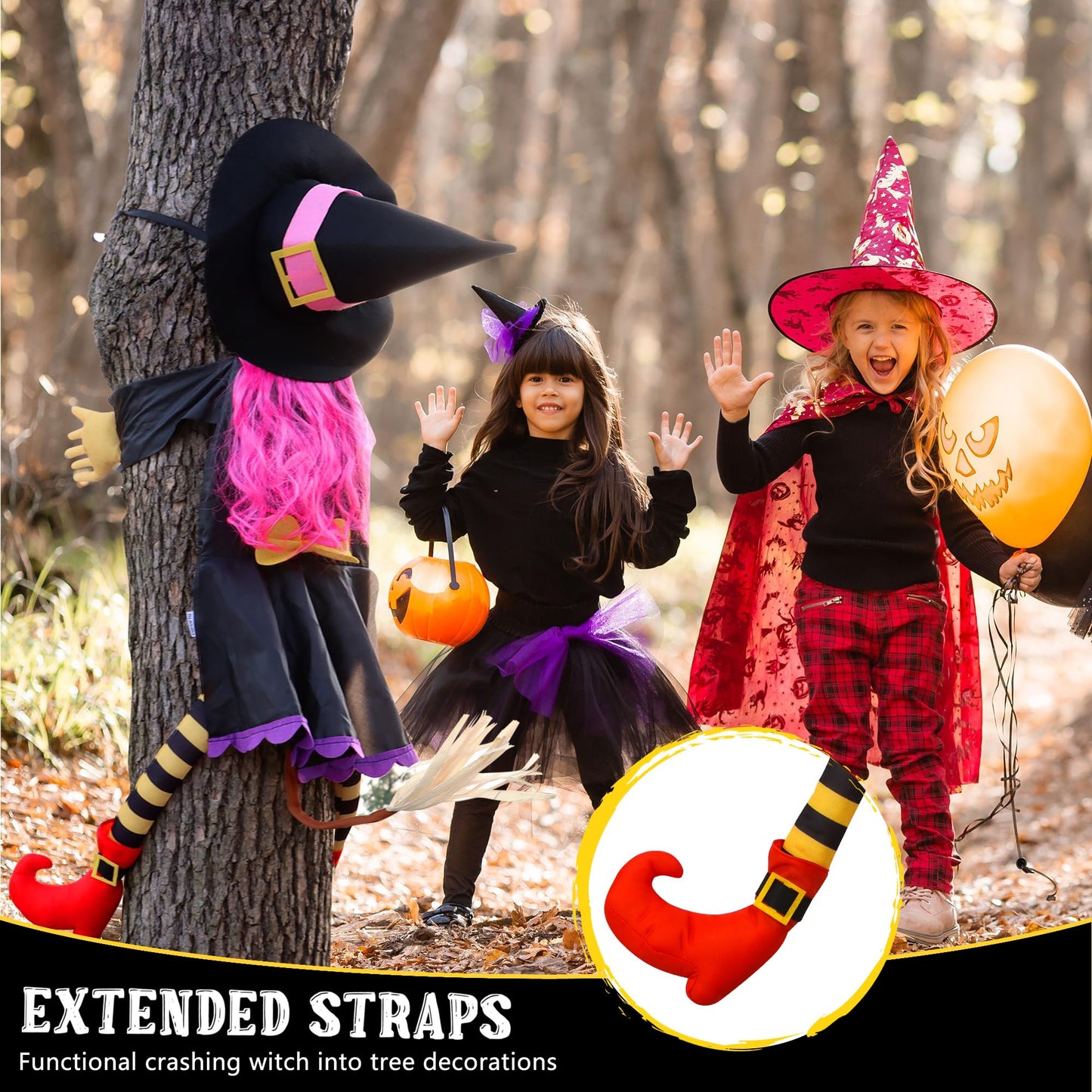 POPGIFTU 64" Large Crashing Witch into Tree Halloween Outdoor Decoration