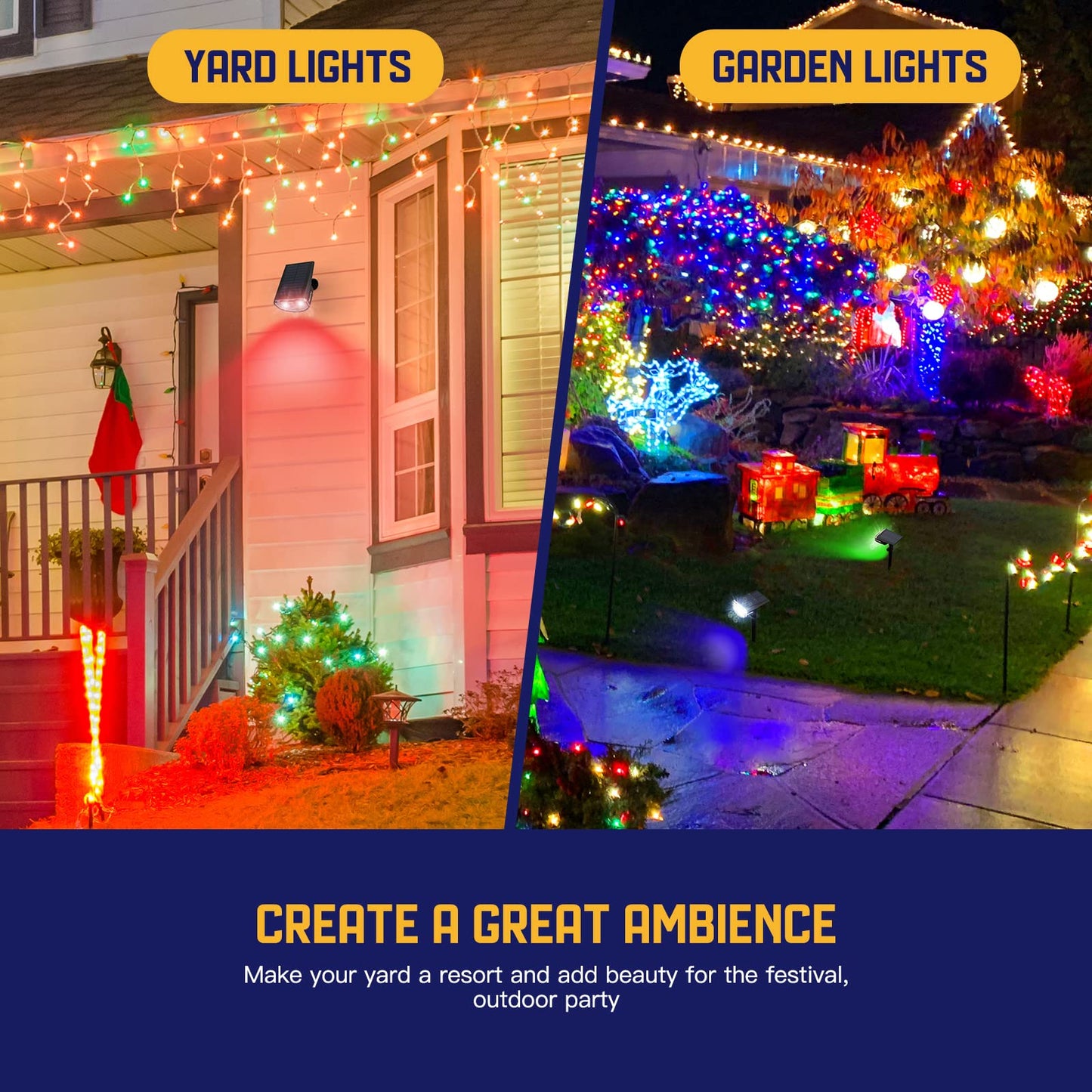 Kyosho Solar Color Spot Lights Outdoor, 9 Lighting Modes Halloween Christmas Lights