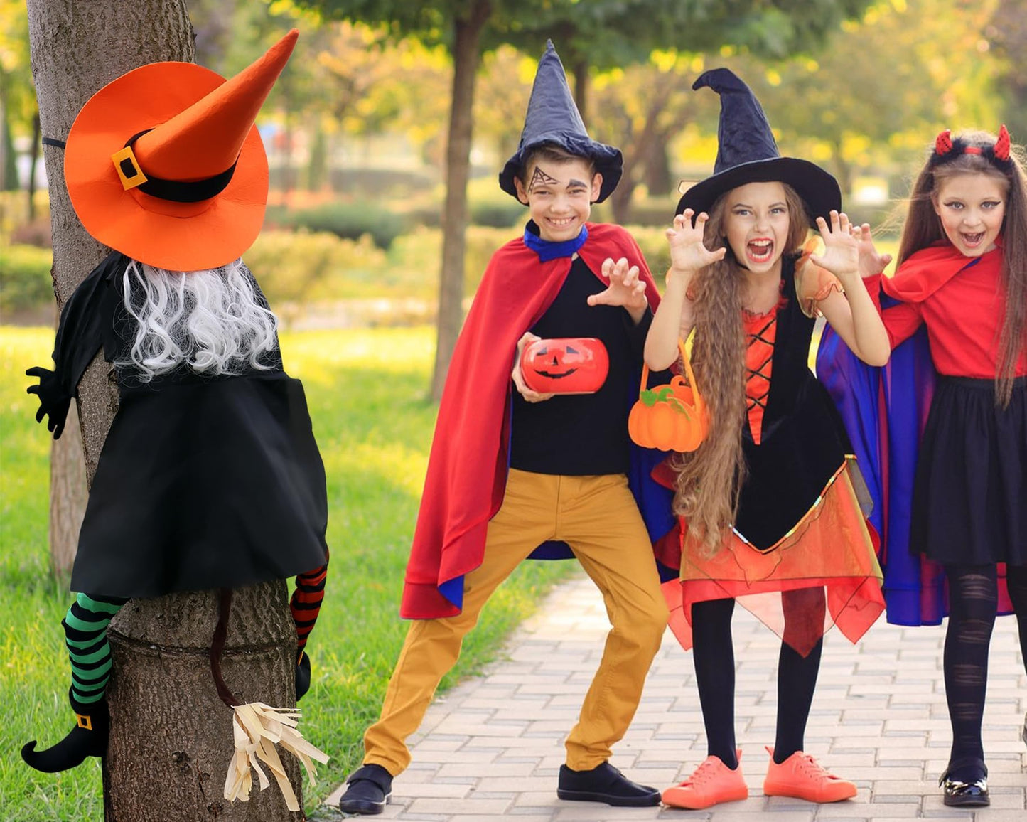 POPGIFTU 64" Large Crashing Witch into Tree Halloween Outdoor Decoration