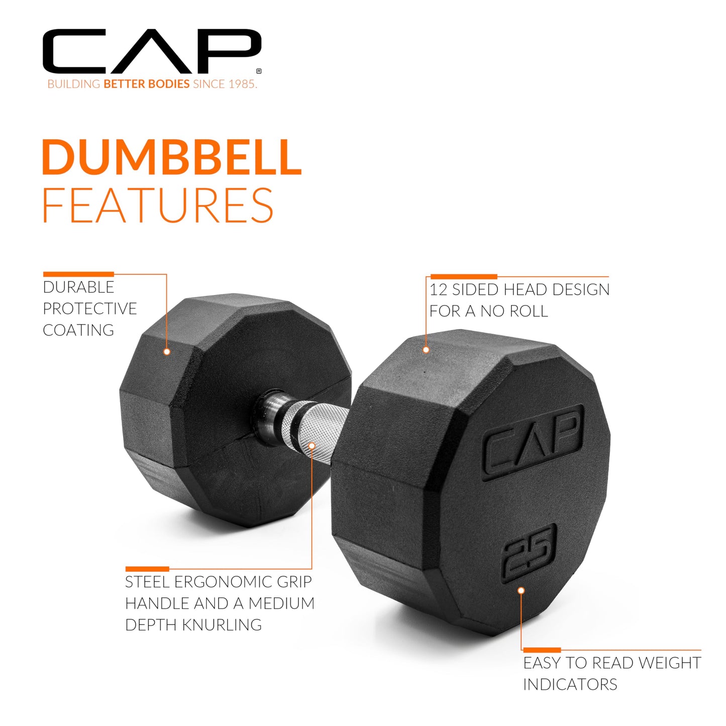 CAP Barbell 10 LB Coated Hex Dumbbell Weight Pair with Black Handle