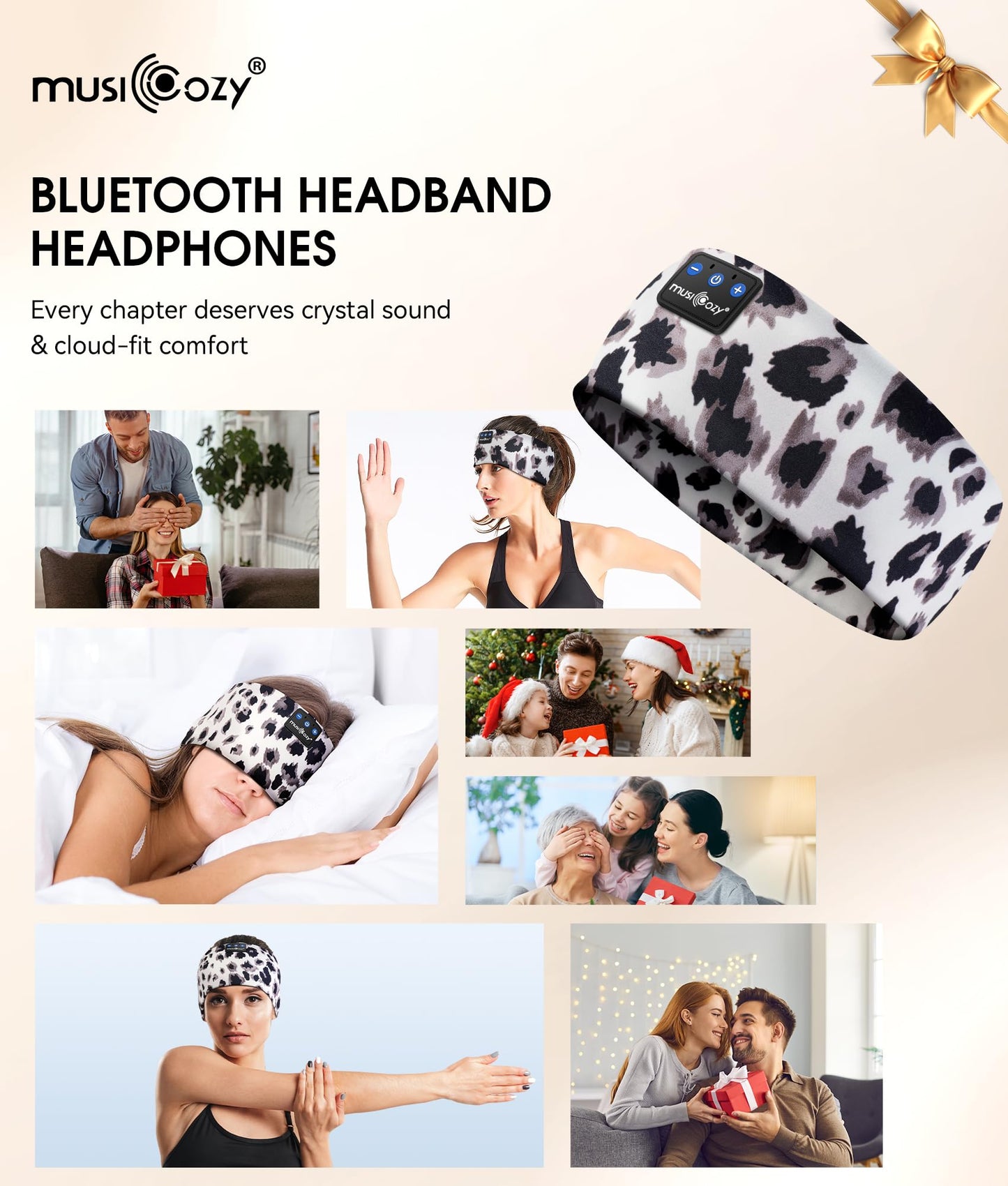 MUSICOZY Sleep Headphones Bluetooth 5.4 Headband, Wireless Earphones
