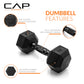 CAP Barbell 10 LB Coated Hex Dumbbell Weight Pair with Black Handle