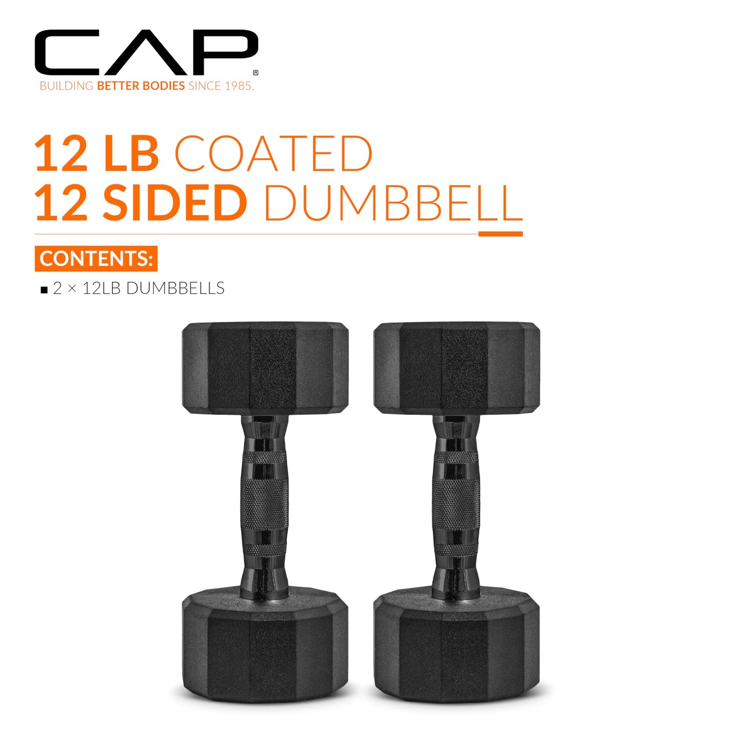 CAP Barbell 10 LB Coated Hex Dumbbell Weight Pair with Black Handle