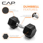 CAP Barbell 10 LB Coated Hex Dumbbell Weight Pair with Black Handle