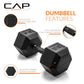 CAP Barbell 10 LB Coated Hex Dumbbell Weight Pair with Black Handle