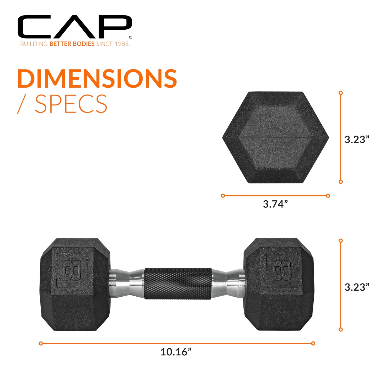 CAP Barbell 10 LB Coated Hex Dumbbell Weight Pair with Black Handle
