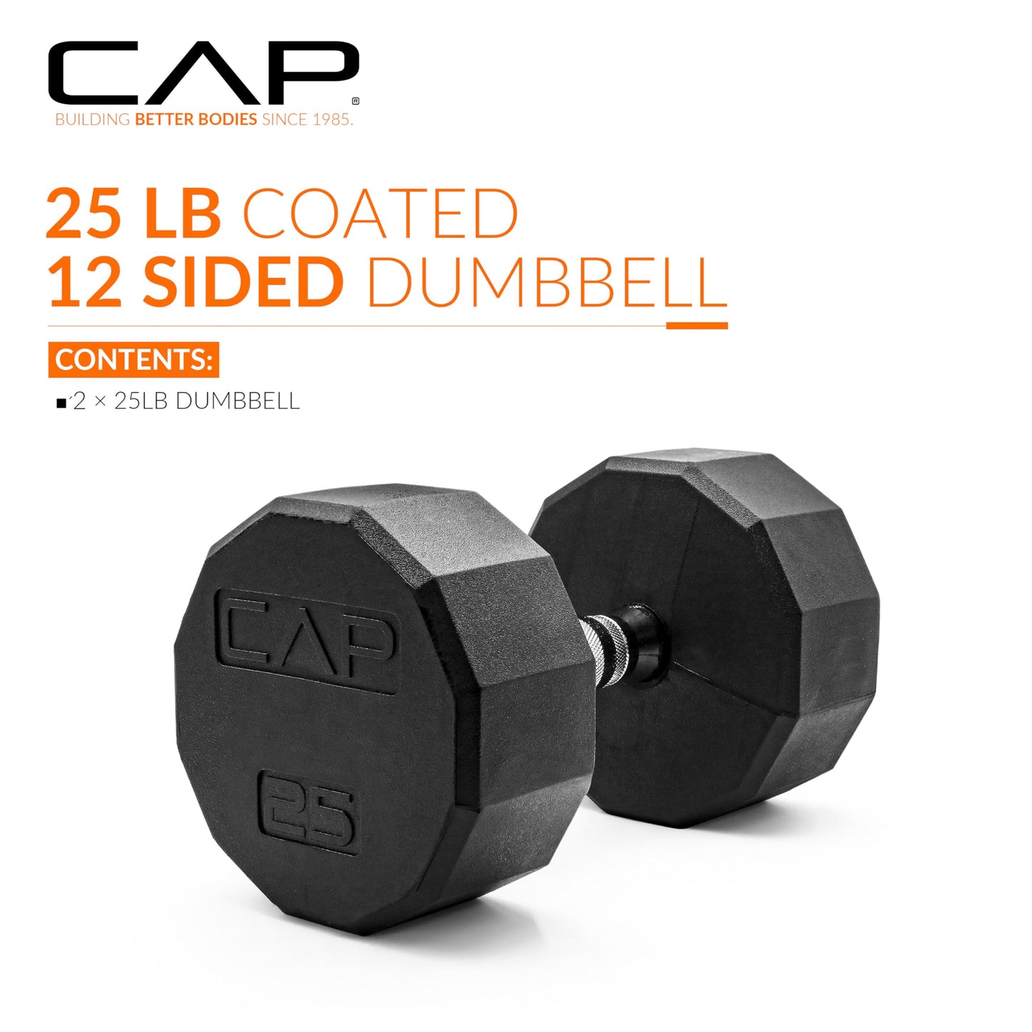 CAP Barbell 10 LB Coated Hex Dumbbell Weight Pair with Black Handle