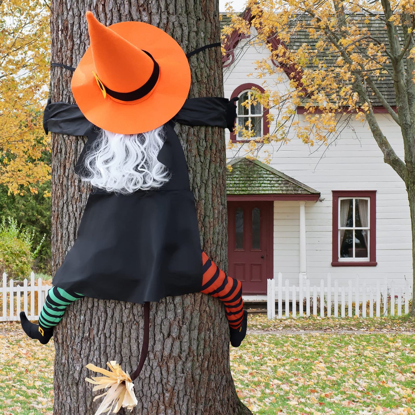 POPGIFTU 64" Large Crashing Witch into Tree Halloween Outdoor Decoration