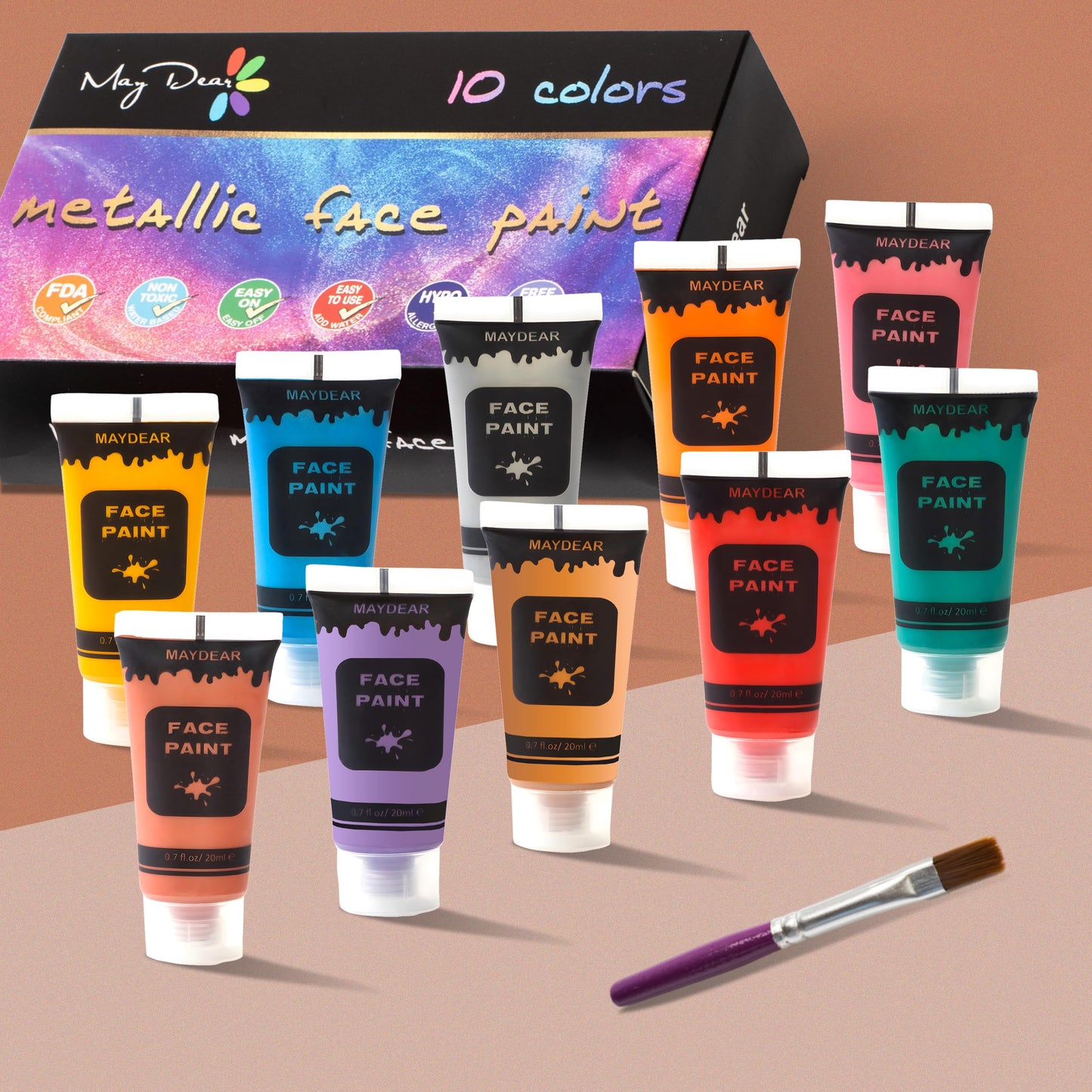 Maydear 12 Colors Face Body Paint Set, Safe Non-Toxic Liquid Paint for Adults and Children