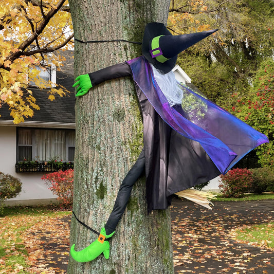 POPGIFTU 64" Large Crashing Witch into Tree Halloween Outdoor Decoration