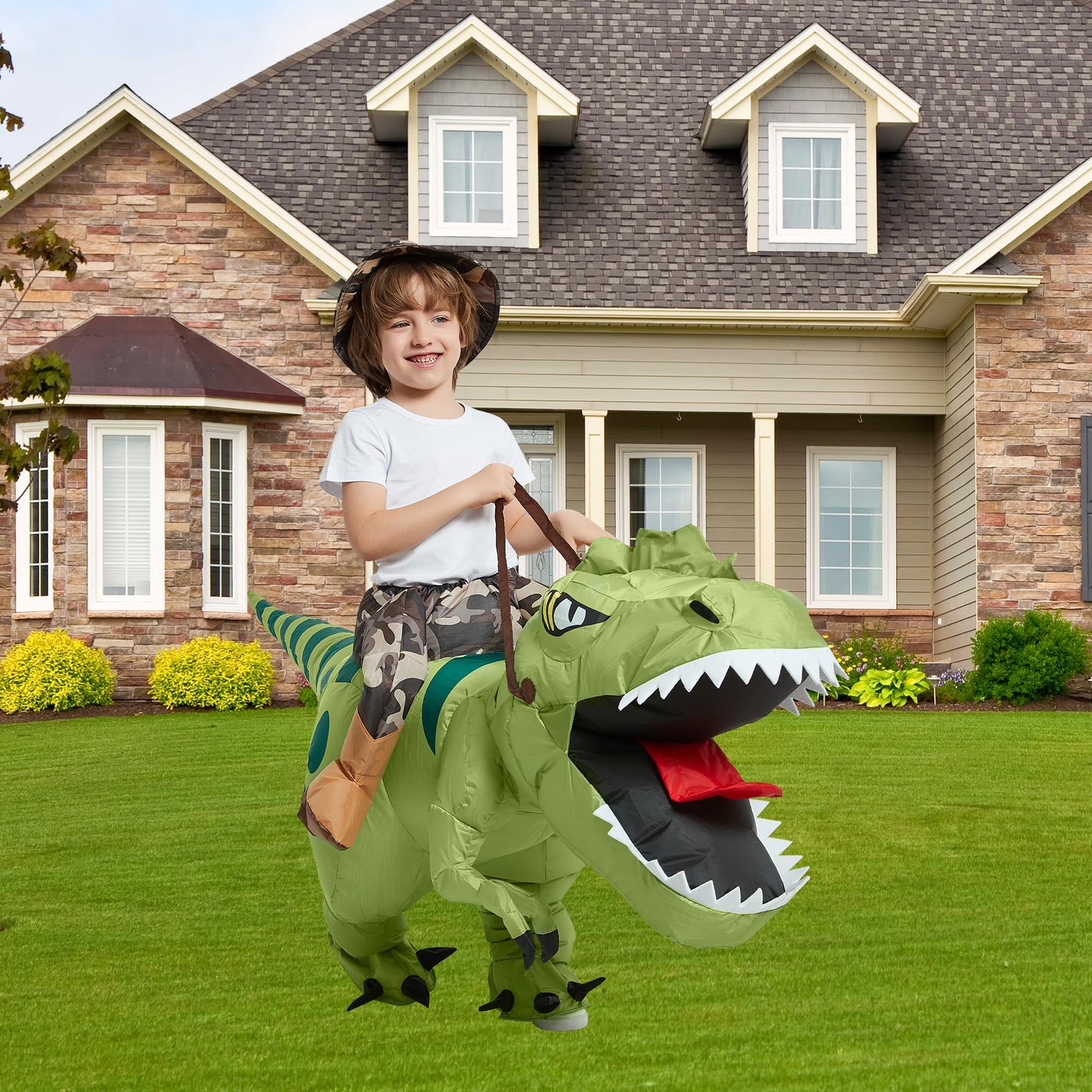 Inflatable Dinosaur Costume Riding T Rex Air Blow up Funny Fancy Dress
