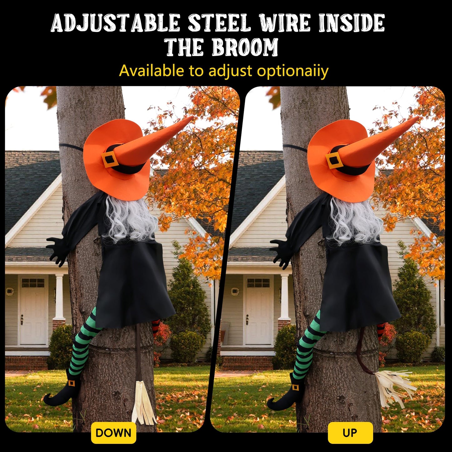 POPGIFTU 64" Large Crashing Witch into Tree Halloween Outdoor Decoration
