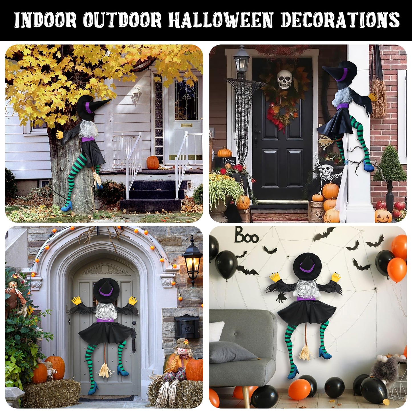 POPGIFTU 64" Large Crashing Witch into Tree Halloween Outdoor Decoration