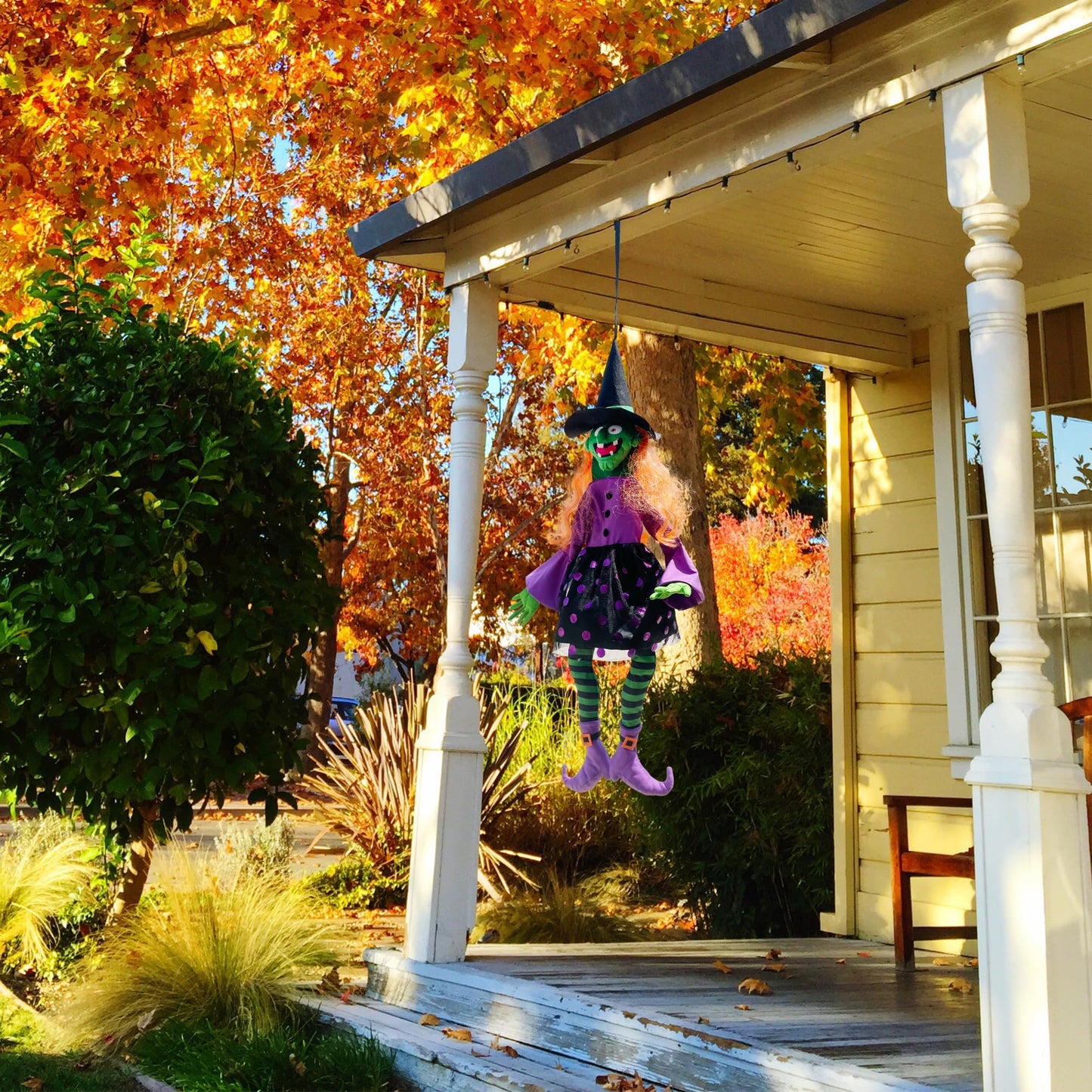 POPGIFTU 64" Large Crashing Witch into Tree Halloween Outdoor Decoration