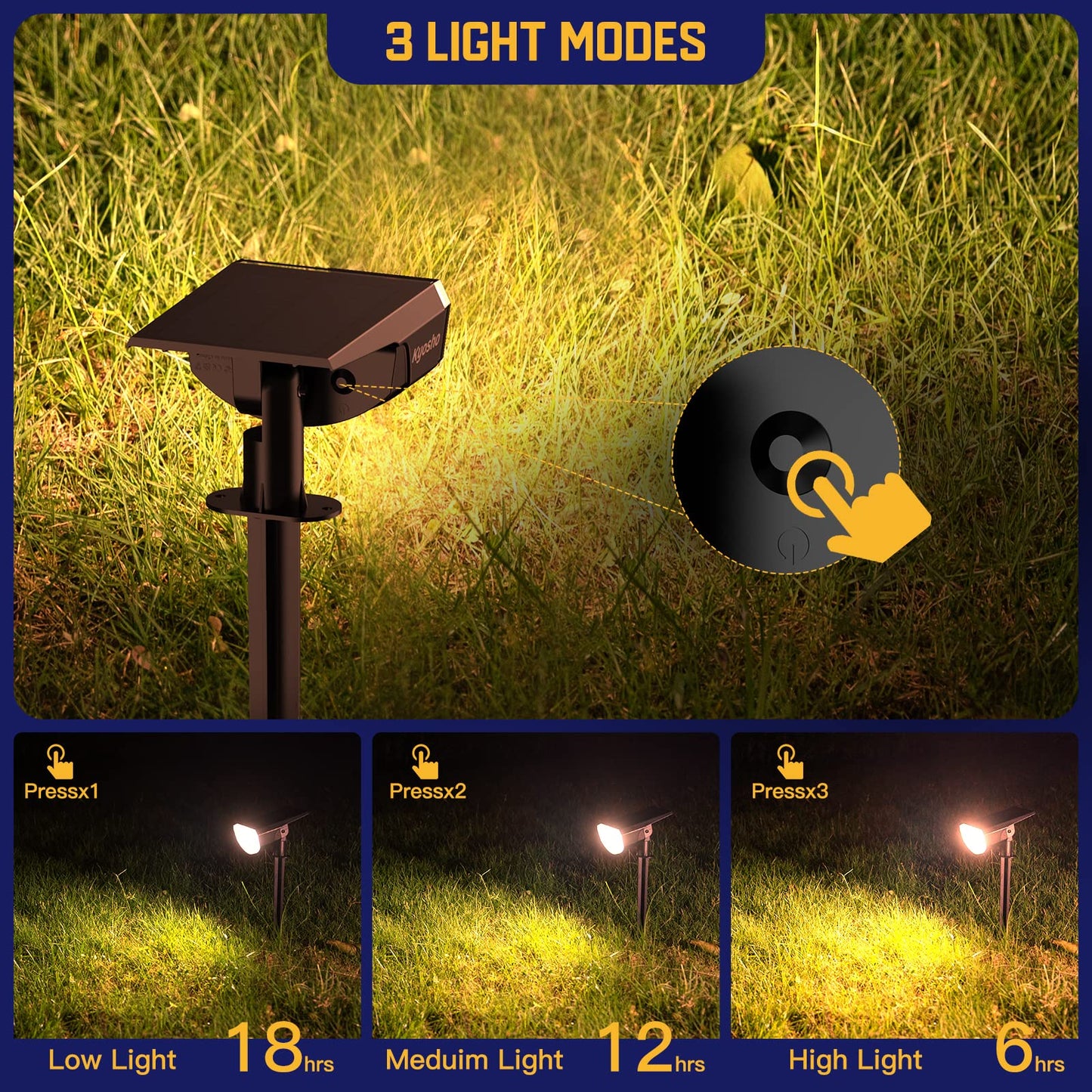 Kyosho Solar Color Spot Lights Outdoor, 9 Lighting Modes Halloween Christmas Lights