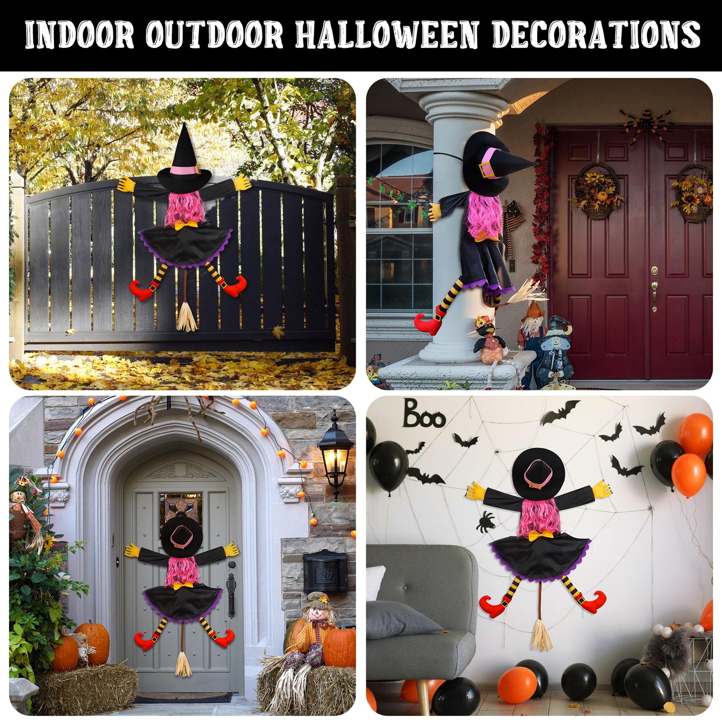POPGIFTU 64" Large Crashing Witch into Tree Halloween Outdoor Decoration