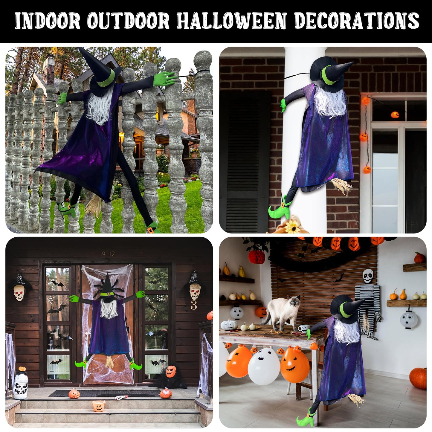 POPGIFTU 64" Large Crashing Witch into Tree Halloween Outdoor Decoration